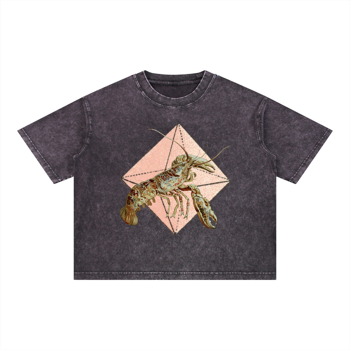 Crystal Lobster - Mineral Wash Boxy Cotton T-Shirt