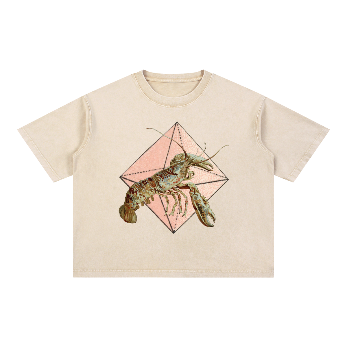 Crystal Lobster - Mineral Wash Boxy Cotton T-Shirt