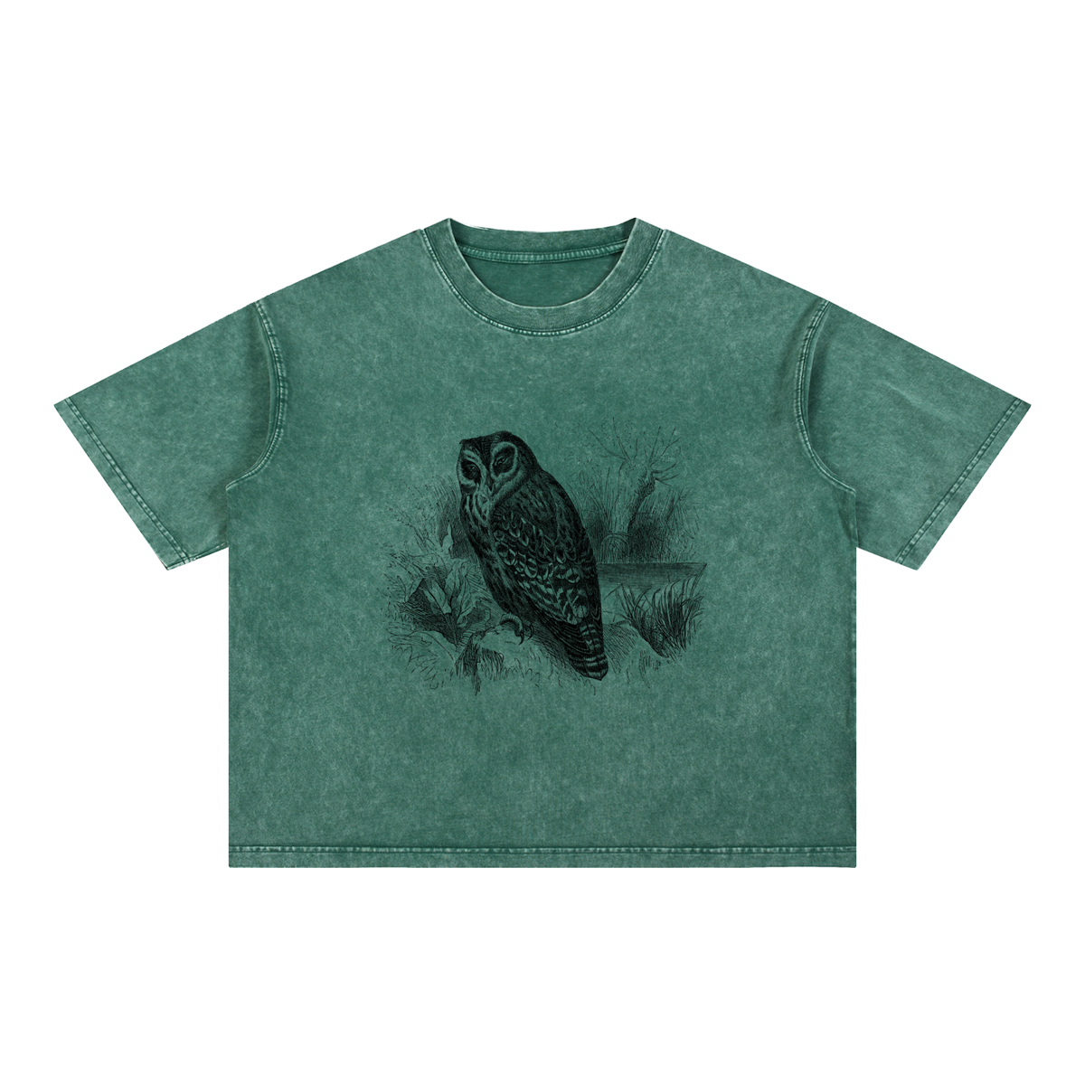 Night Owl - Mineral Wash Boxy Cotton T-Shirt