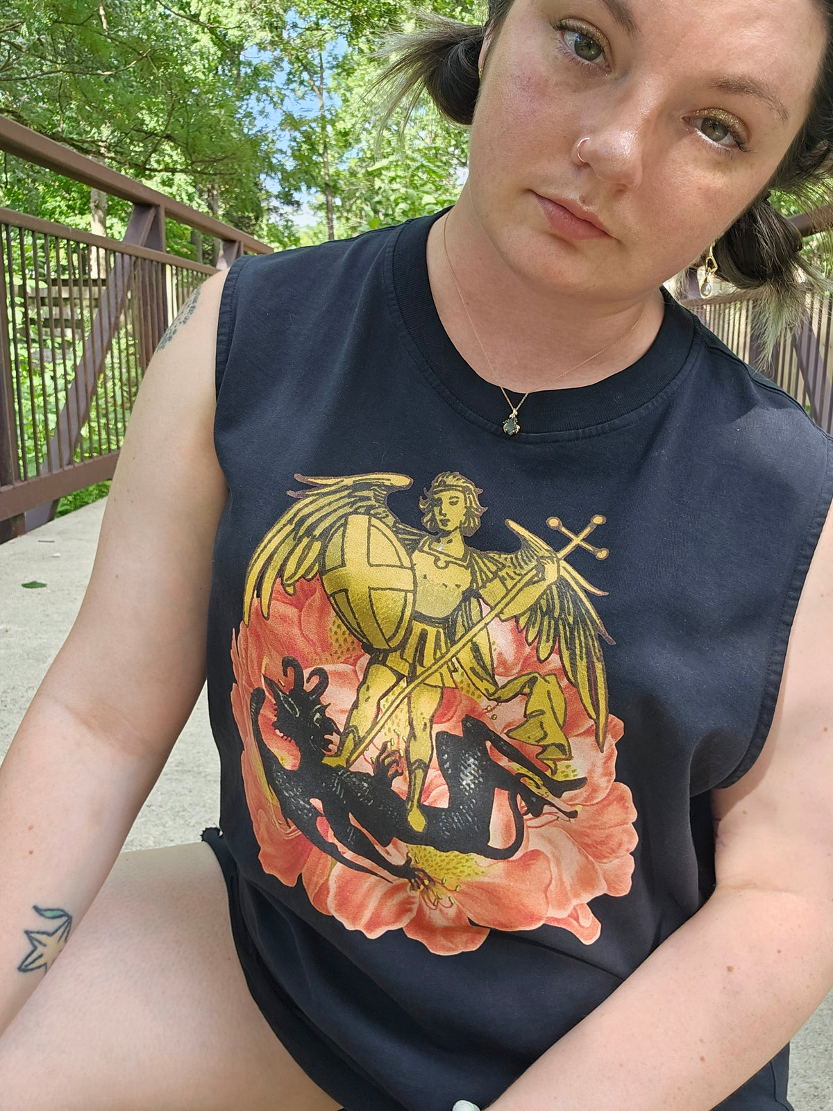 Demon Slayer - Snow Washed Raw-Hem Tank Top