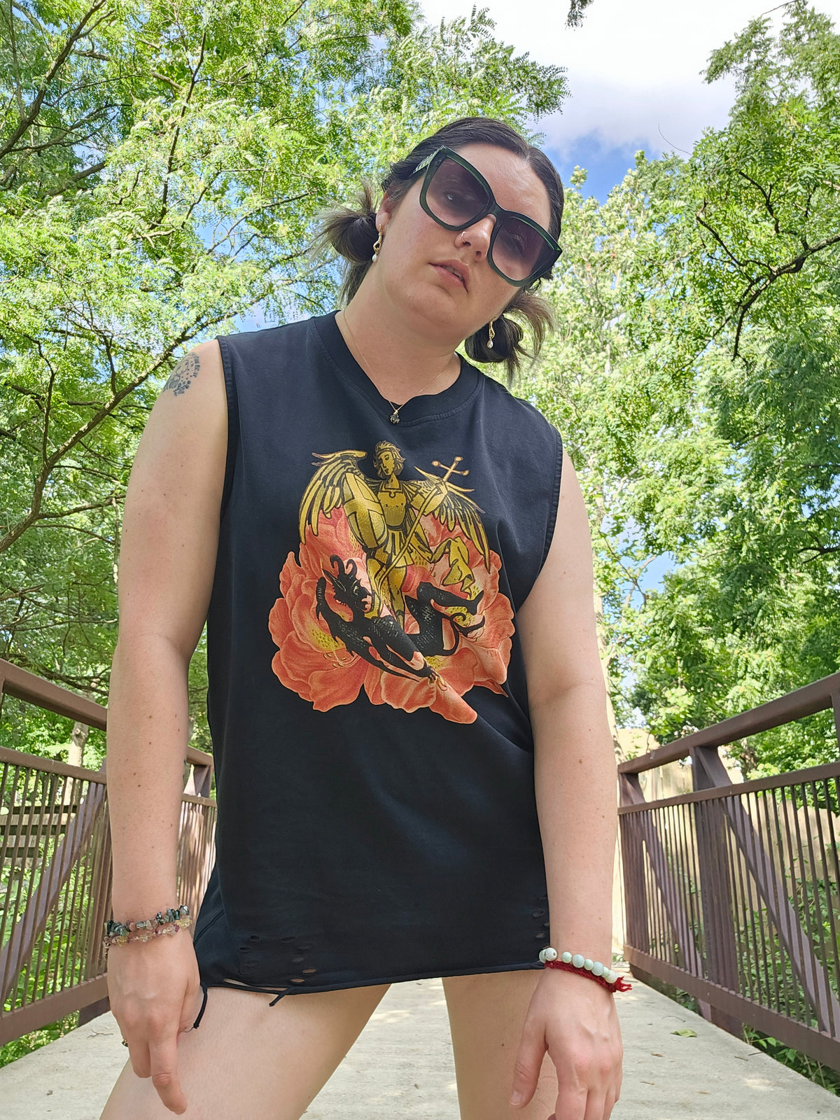 Demon Slayer - Snow Washed Raw-Hem Tank Top