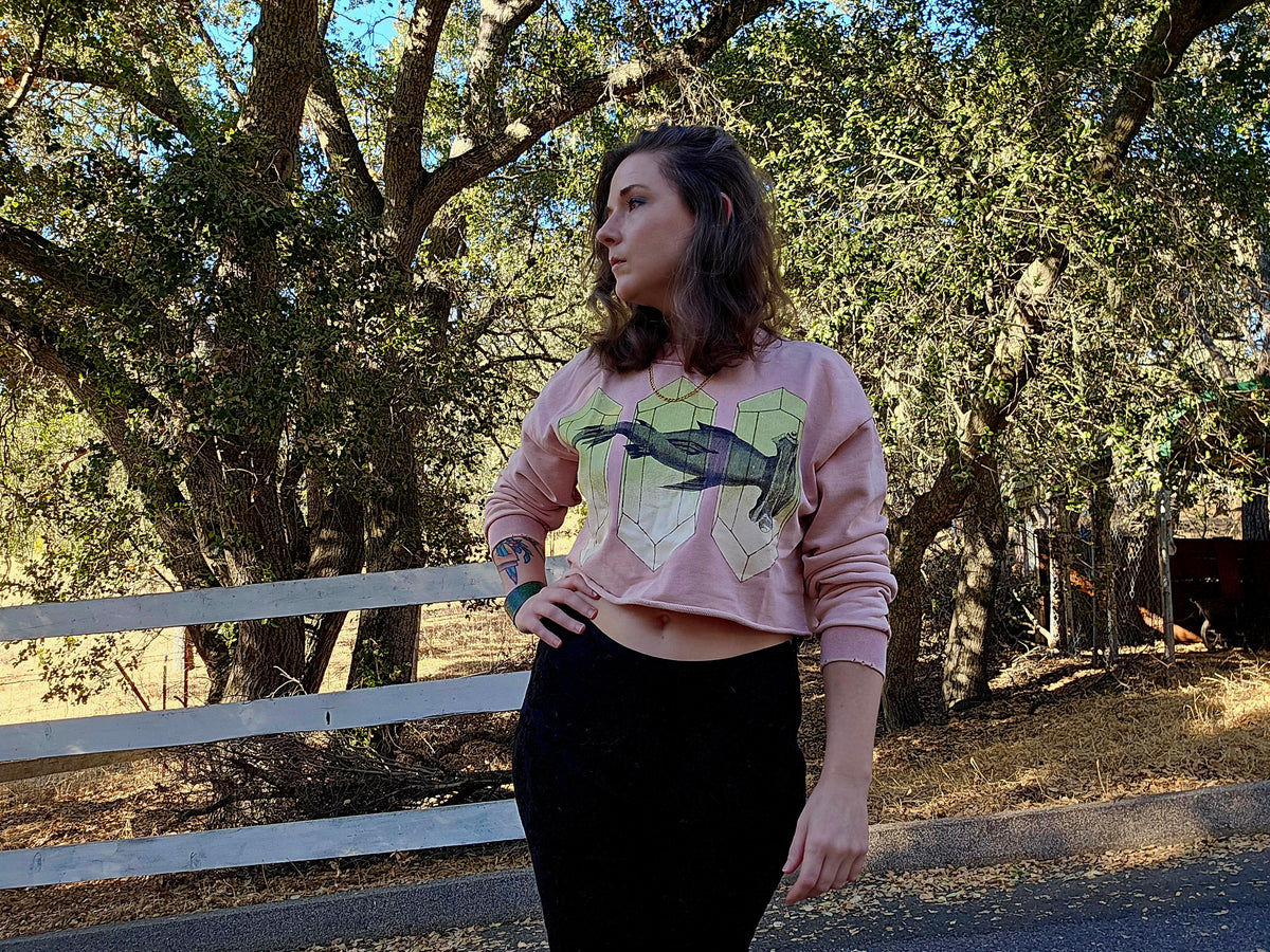 Crystal Hammerhead sweatshirt - Snow Washed Raw Edge Cropped
