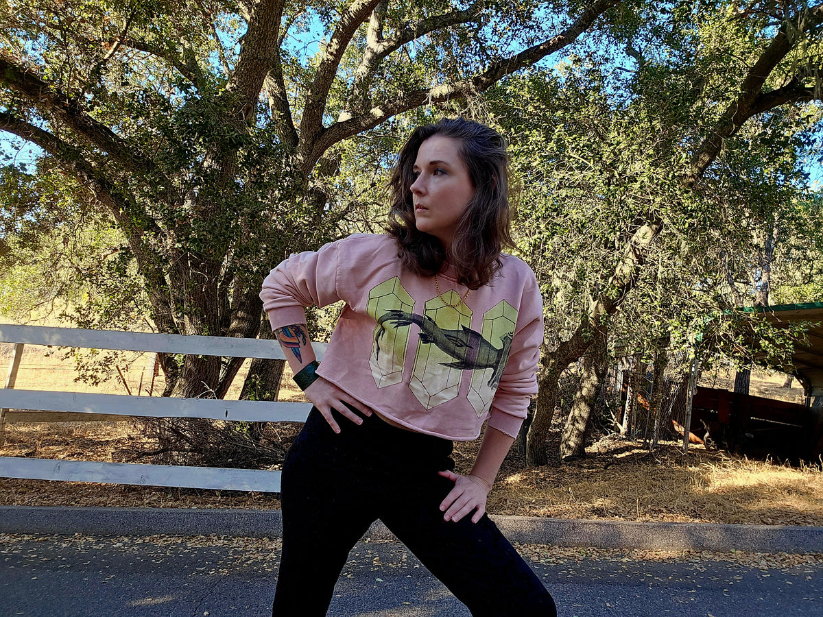 Crystal Hammerhead sweatshirt - Snow Washed Raw Edge Cropped