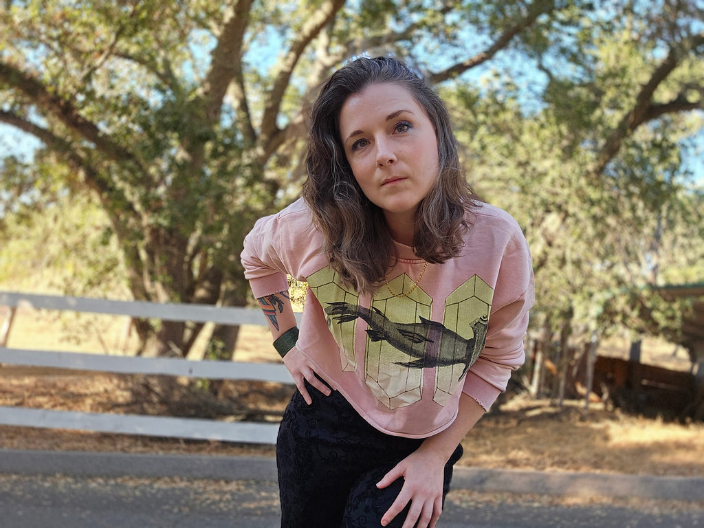 Crystal Hammerhead sweatshirt - Snow Washed Raw Edge Cropped