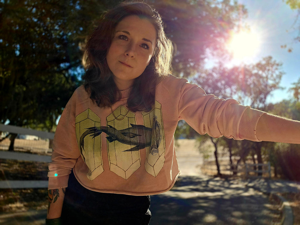 Crystal Hammerhead sweatshirt - Snow Washed Raw Edge Cropped