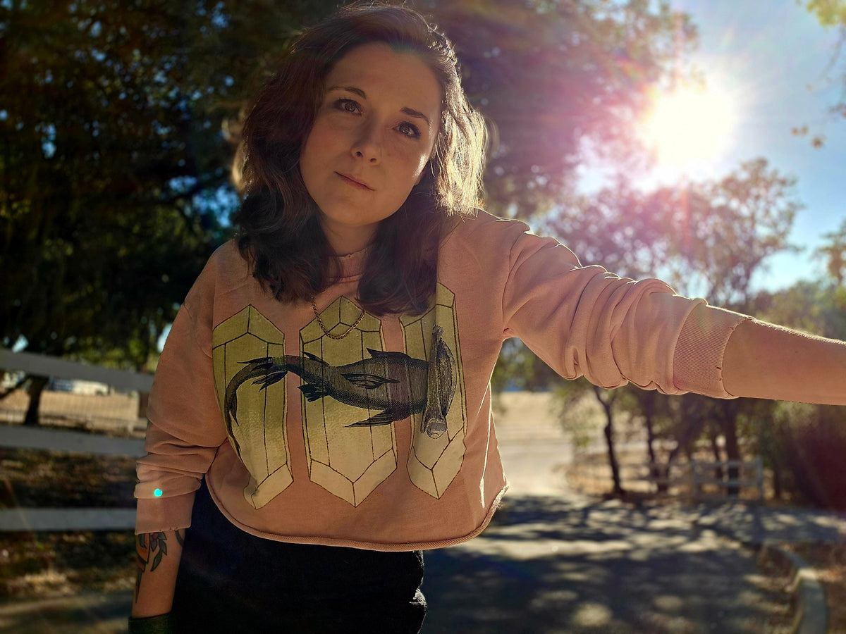 Crystal Hammerhead sweatshirt - Snow Washed Raw Edge Cropped