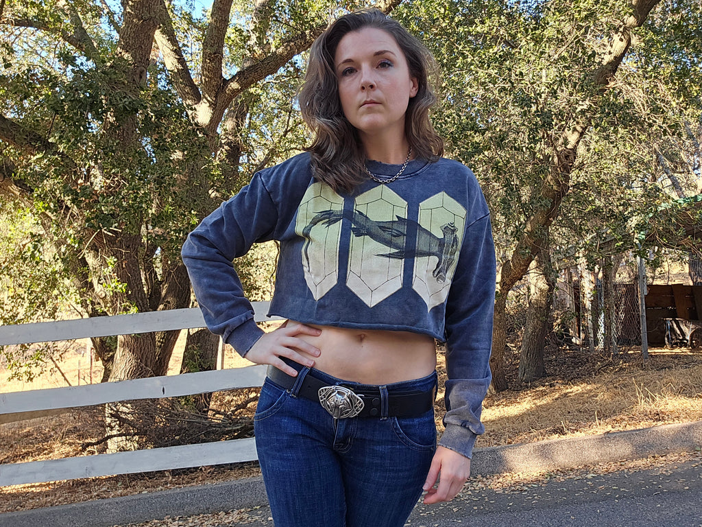 Crystal Hammerhead sweatshirt - Snow Washed Raw Edge Cropped