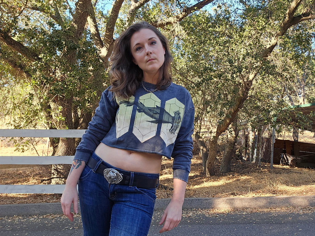 Crystal Hammerhead sweatshirt - Snow Washed Raw Edge Cropped