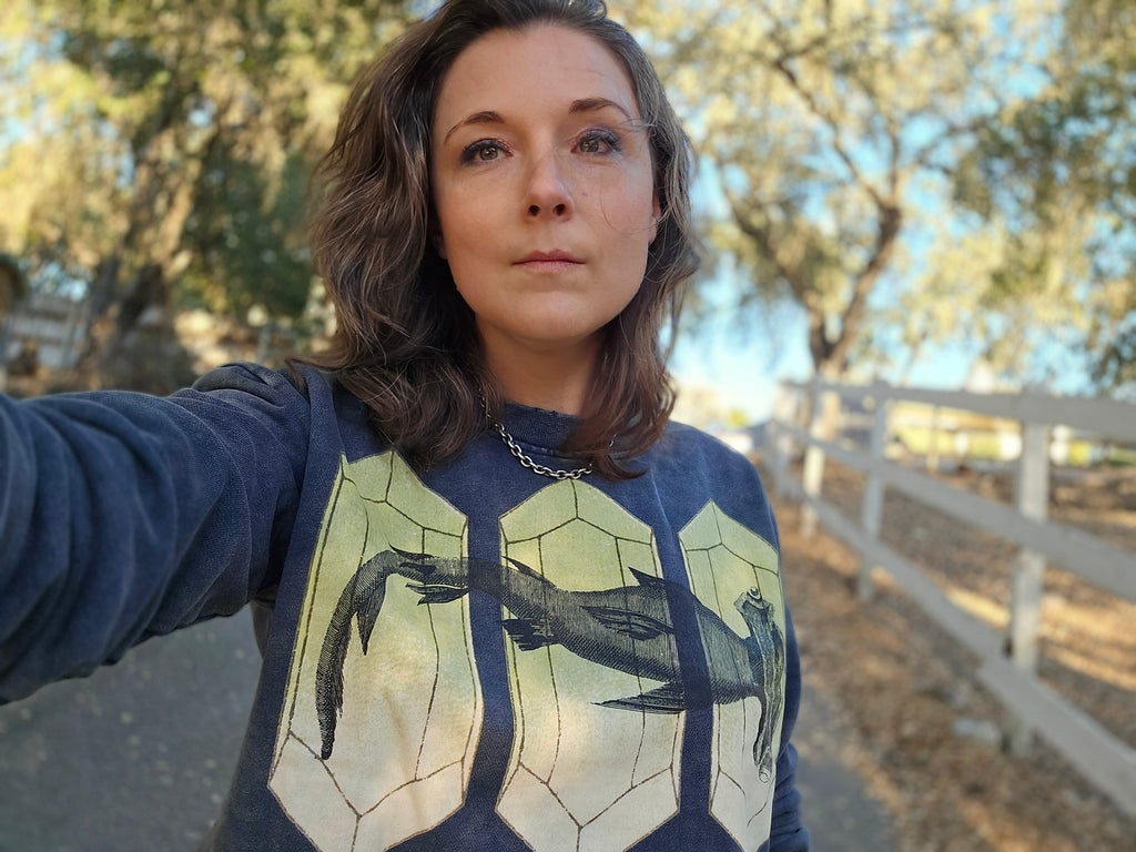Crystal Hammerhead sweatshirt - Snow Washed Raw Edge Cropped