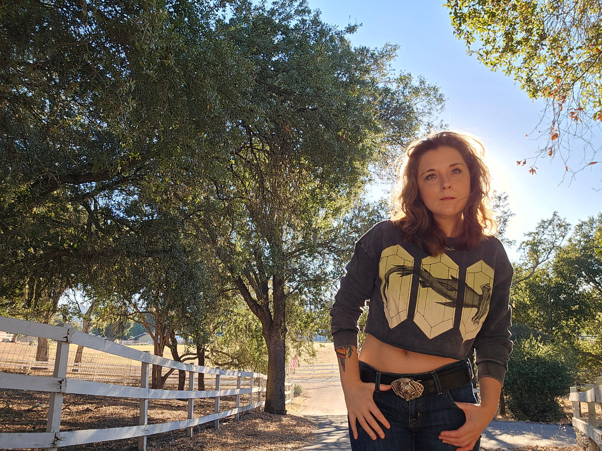 Crystal Hammerhead sweatshirt - Snow Washed Raw Edge Cropped