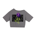 Violet flower - Asymmetric Shoulder Oversized Cotton T-Shirt