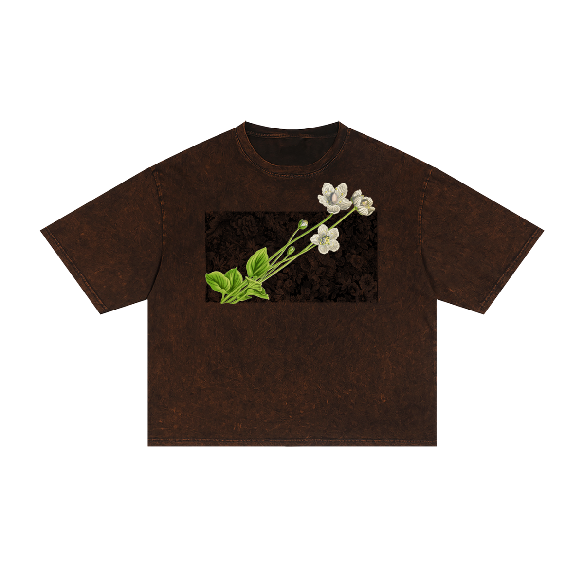 White Flower - Unisex Mineral Wash Boxy T-Shirt