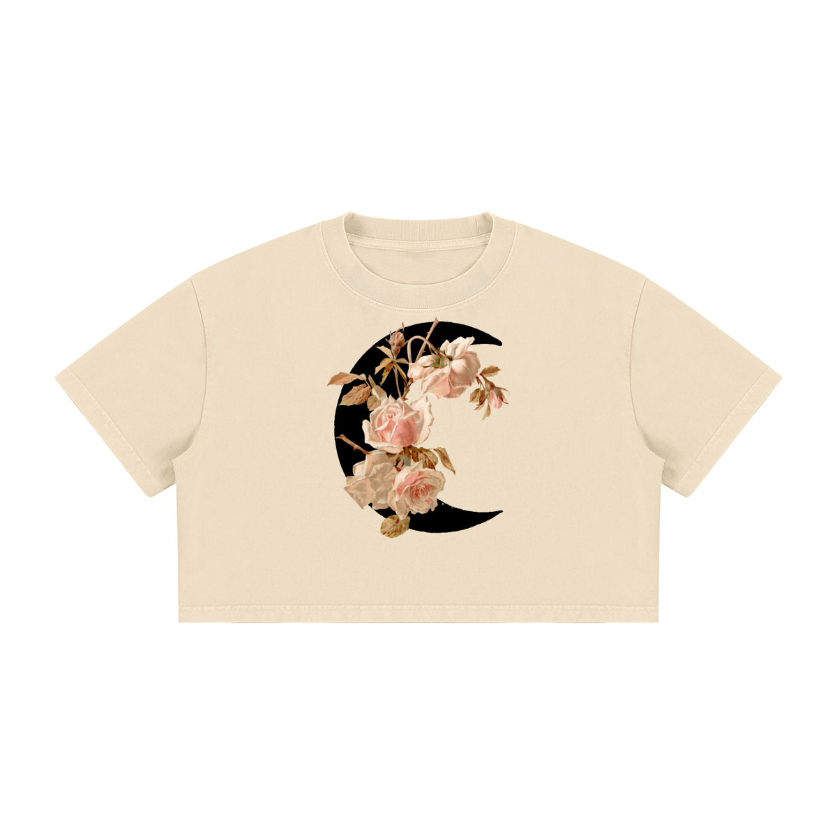 Rose Moon - Women's Mineral Wash Cotton Crop T-Shirt