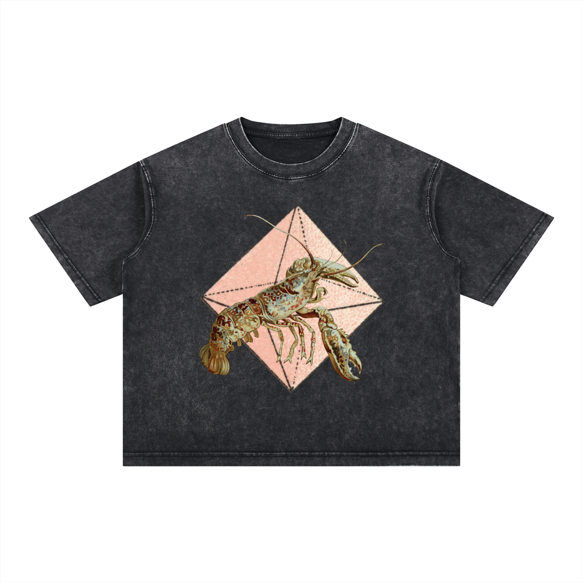 Crystal Lobster - Mineral Wash Boxy Cotton T-Shirt