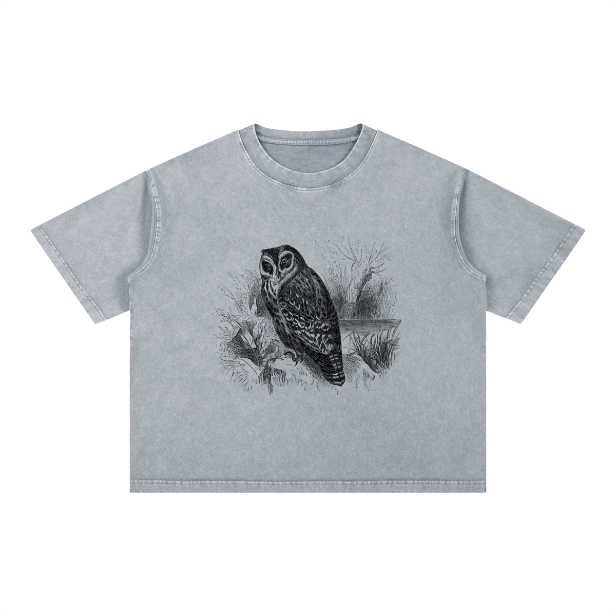 Night Owl - Mineral Wash Boxy Cotton T-Shirt