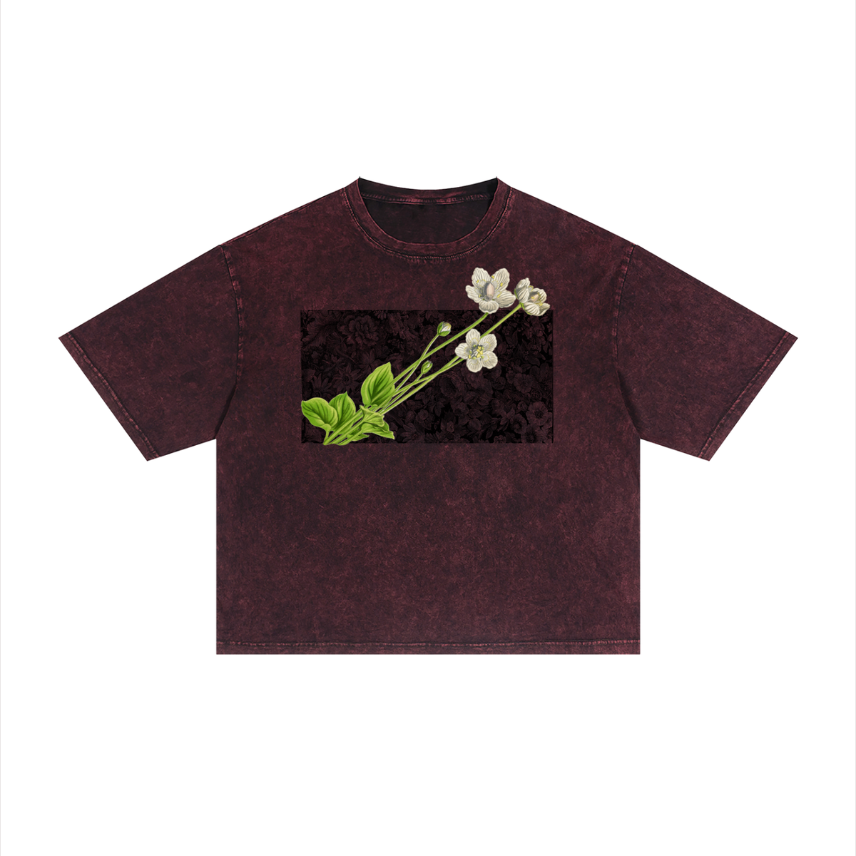 White Flower - Unisex Mineral Wash Boxy T-Shirt