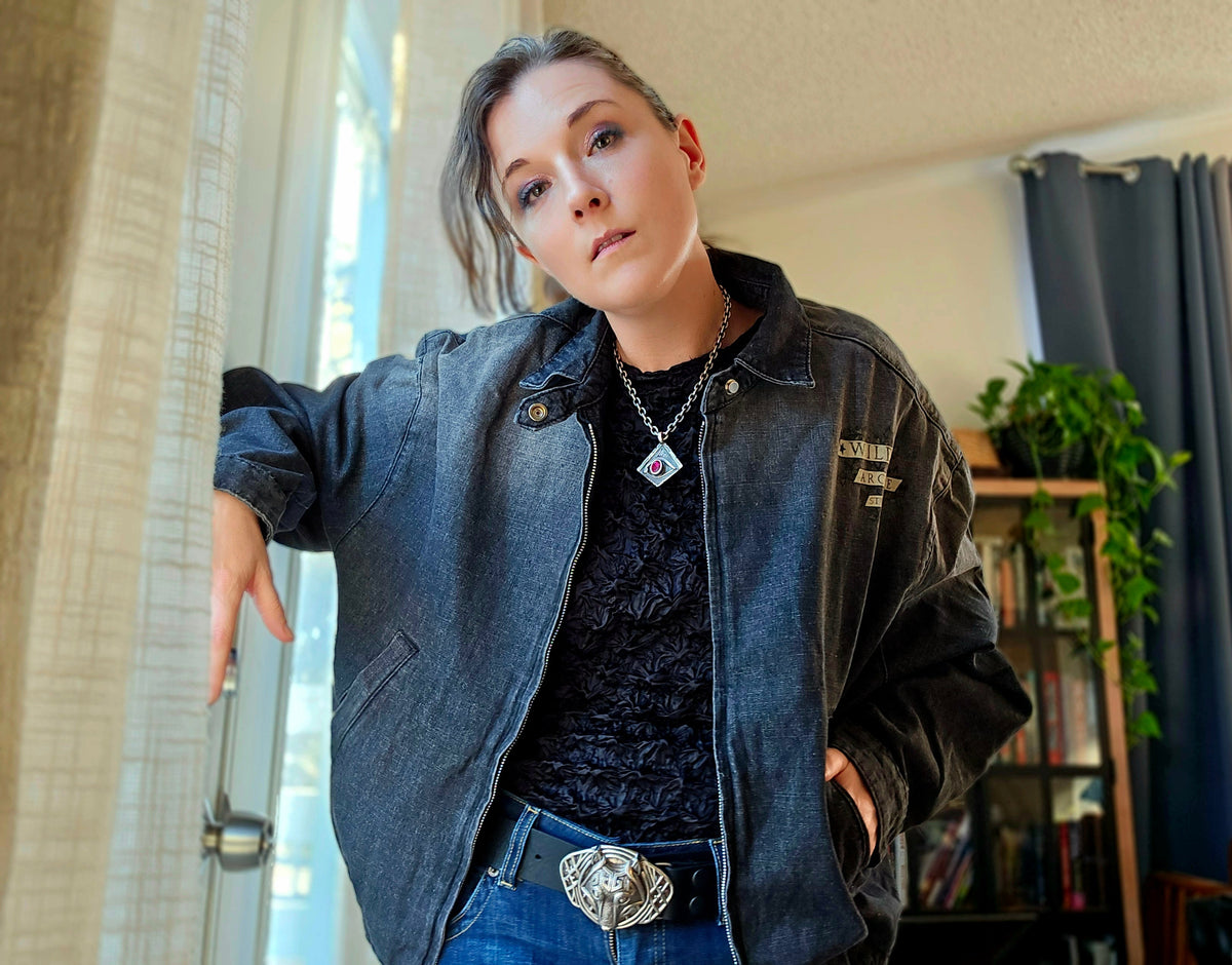 Nocturnal Ram - Vintage Wash Full-Zip Denim Bomber Jacket