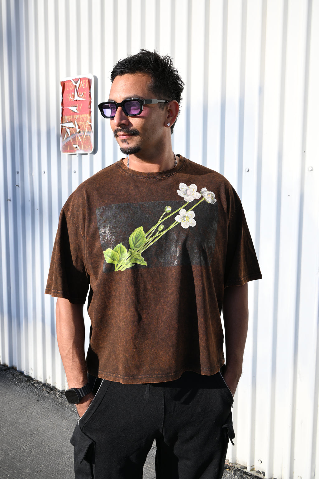 White Flower - Unisex Mineral Wash Boxy T-Shirt