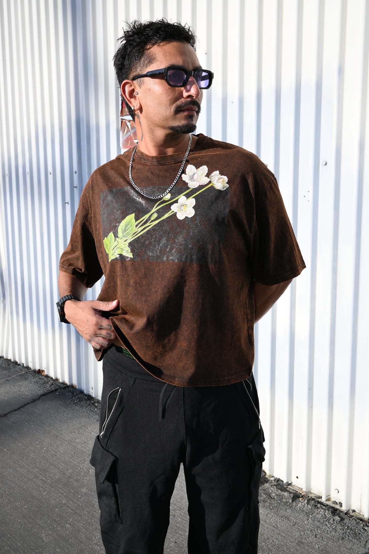 White Flower - Unisex Mineral Wash Boxy T-Shirt