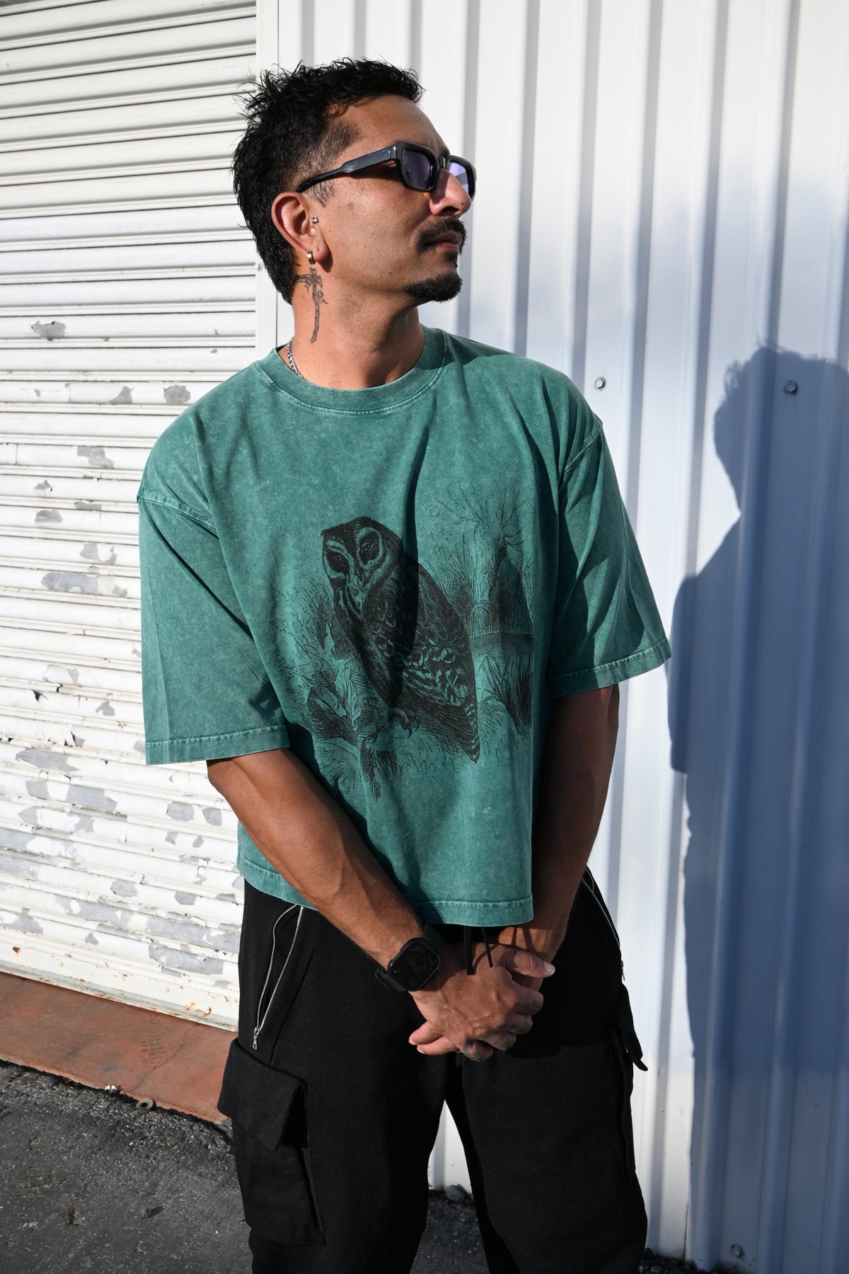 Night Owl - Mineral Wash Boxy Cotton T-Shirt
