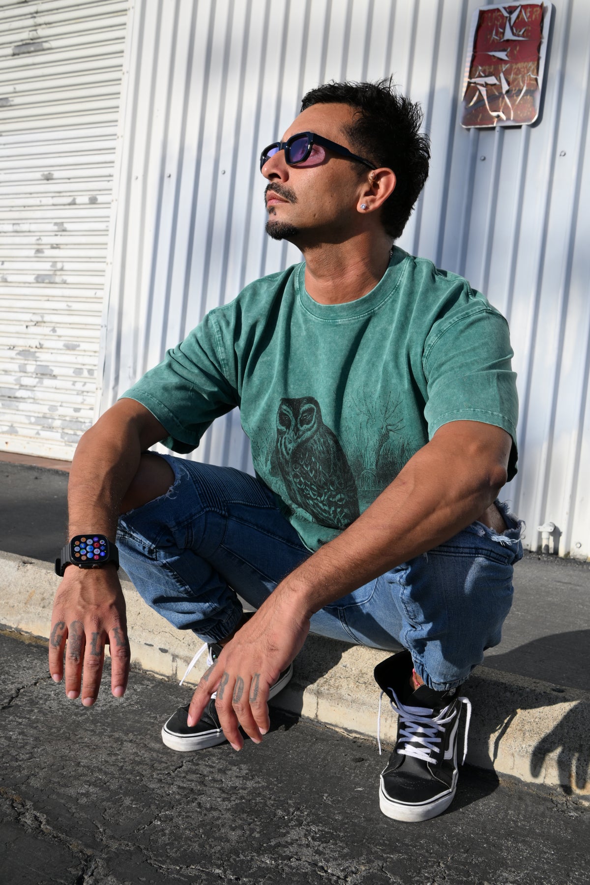 Night Owl - Mineral Wash Boxy Cotton T-Shirt
