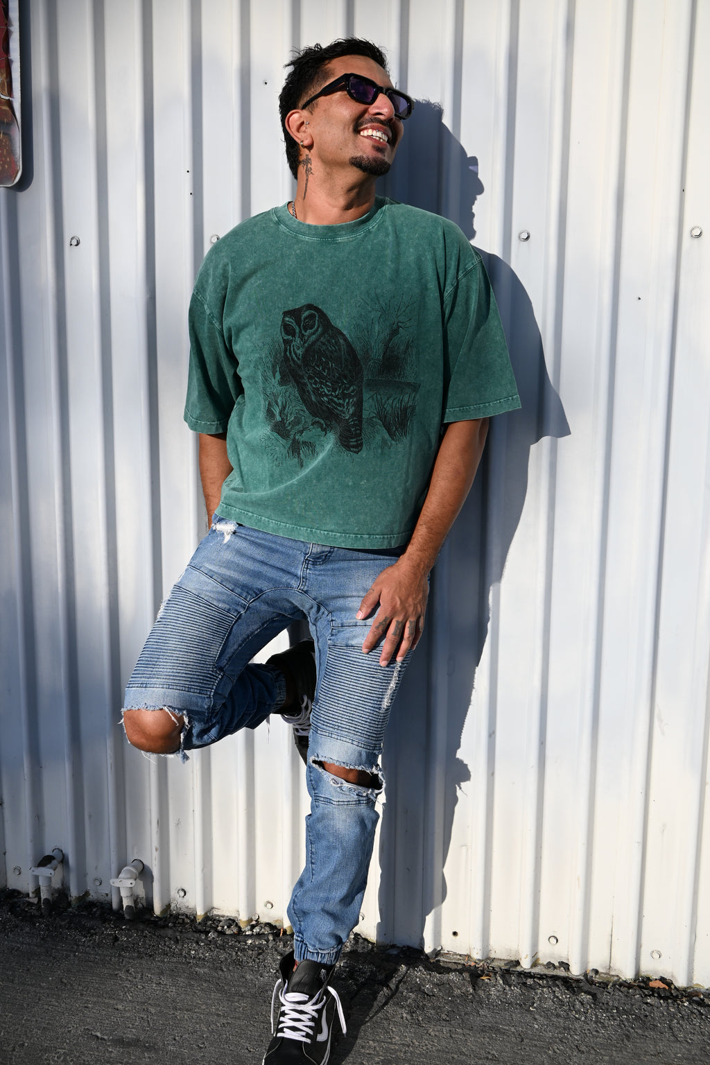 Night Owl - Mineral Wash Boxy Cotton T-Shirt