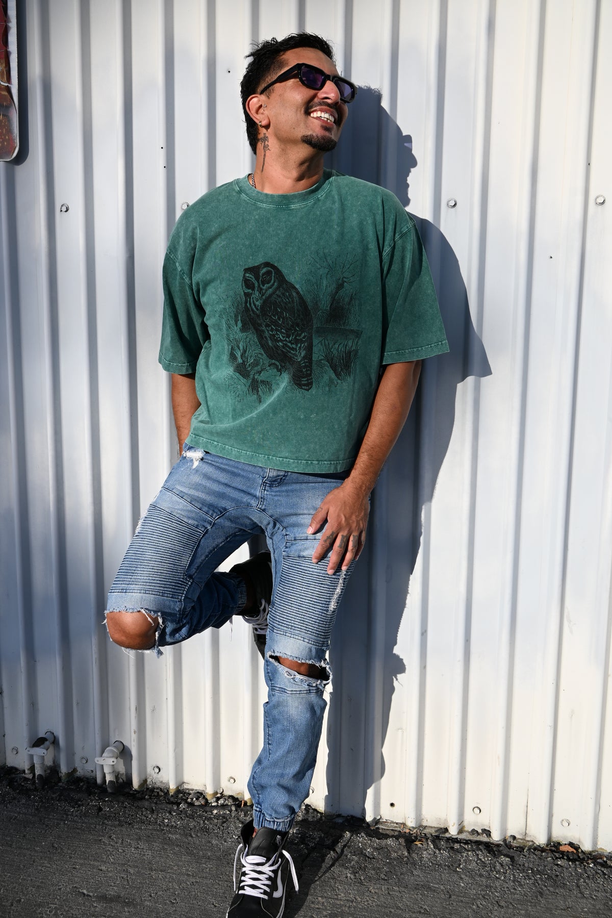 Night Owl - Mineral Wash Boxy Cotton T-Shirt