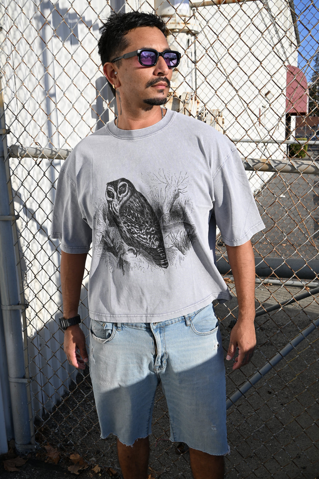 Night Owl - Mineral Wash Boxy Cotton T-Shirt