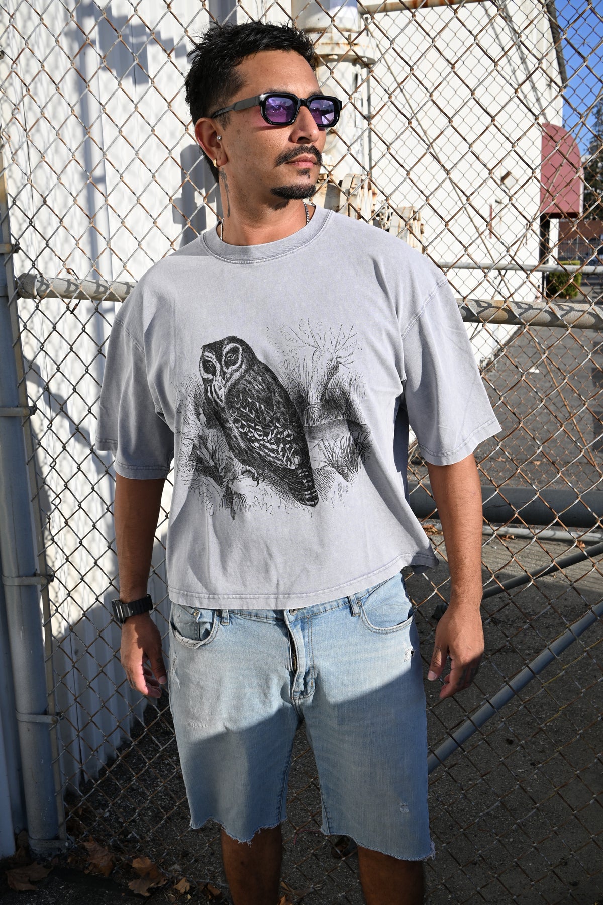 Night Owl - Mineral Wash Boxy Cotton T-Shirt