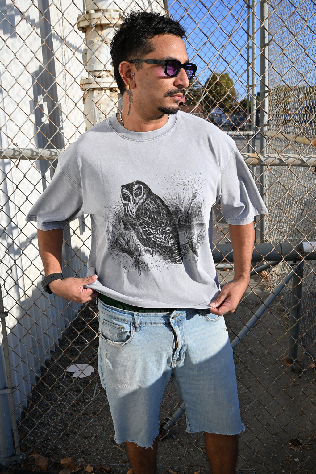 Night Owl - Mineral Wash Boxy Cotton T-Shirt