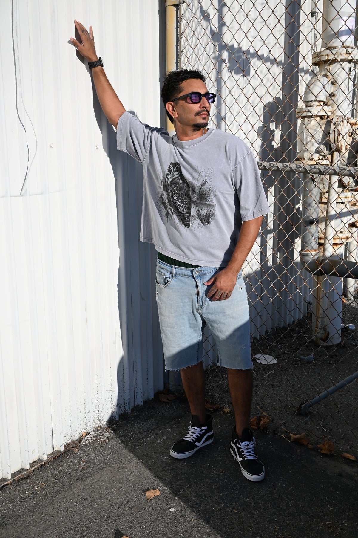 Night Owl - Mineral Wash Boxy Cotton T-Shirt