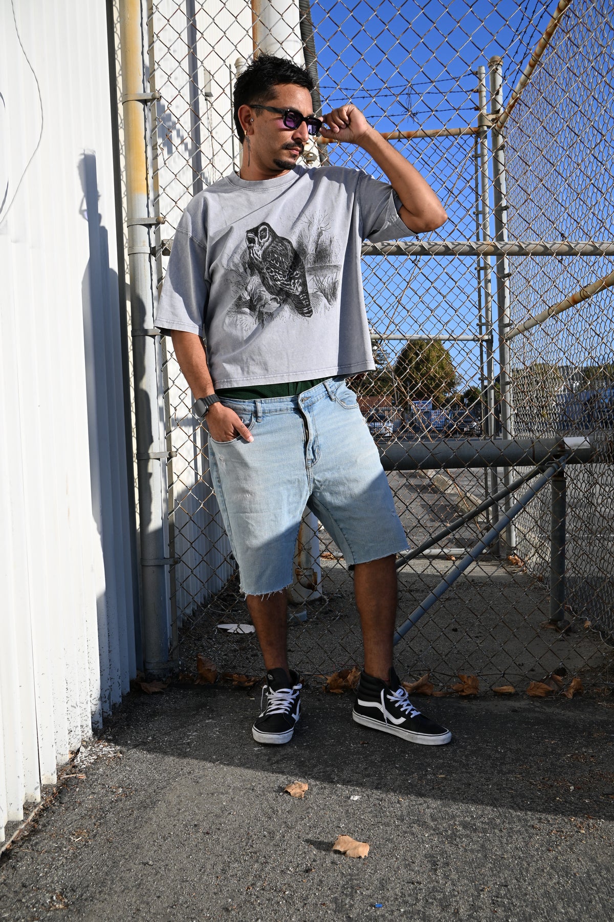 Night Owl - Mineral Wash Boxy Cotton T-Shirt