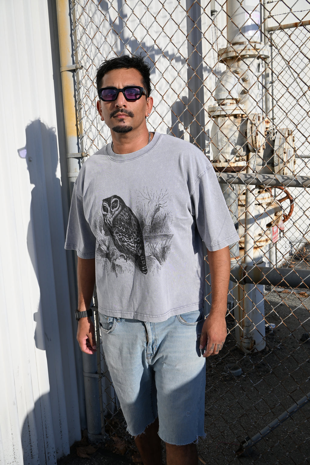 Night Owl - Mineral Wash Boxy Cotton T-Shirt
