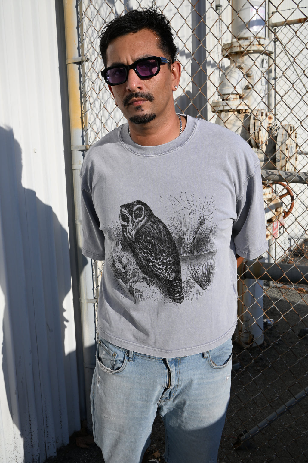 Night Owl - Mineral Wash Boxy Cotton T-Shirt