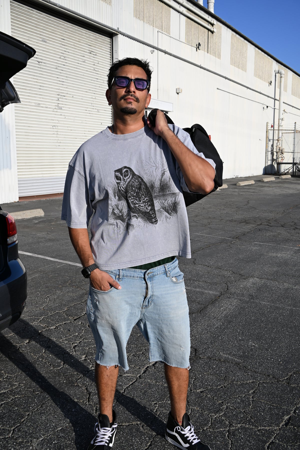 Night Owl - Mineral Wash Boxy Cotton T-Shirt