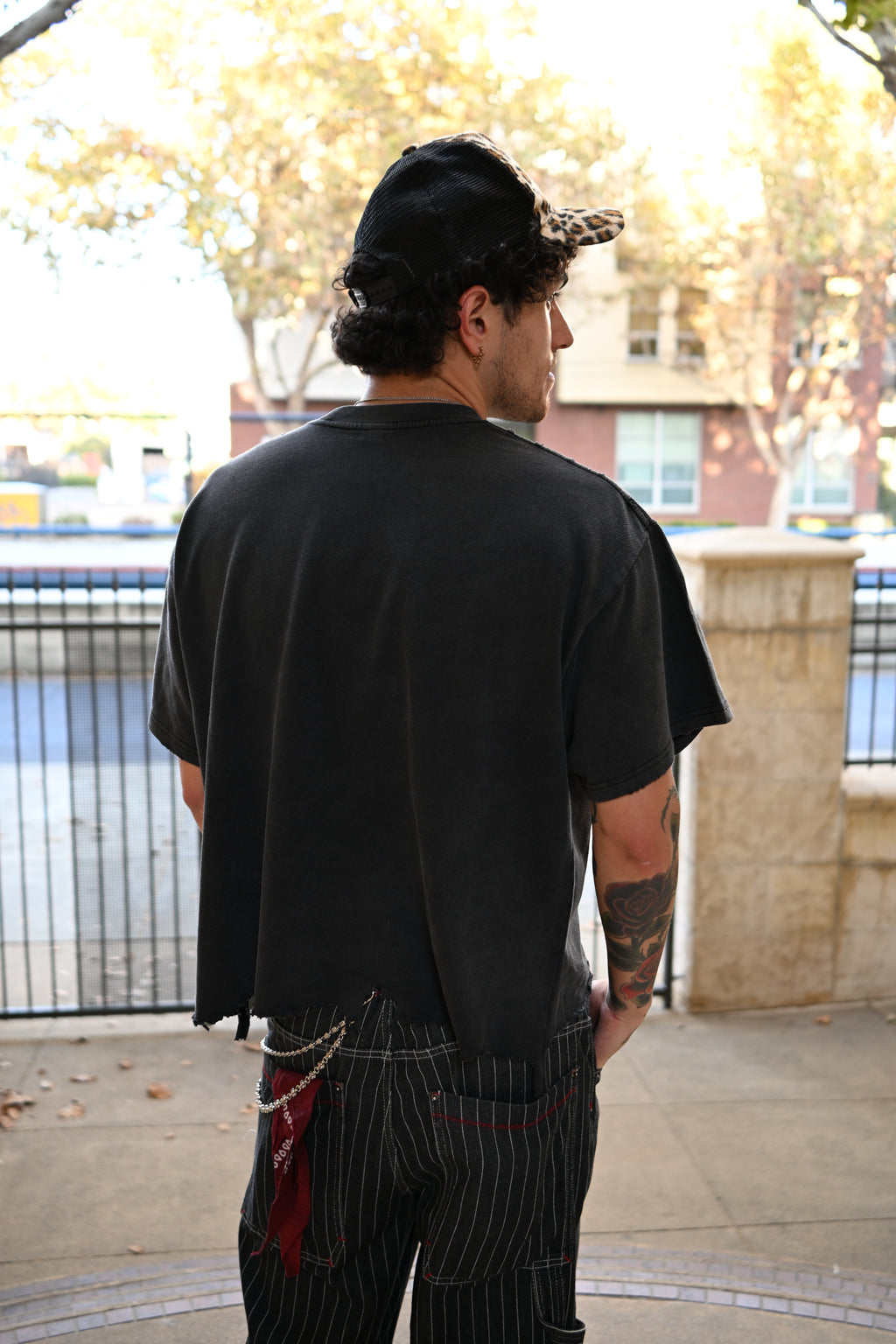 Floral Skull - Vintage Wash Boxy Distressed Hem T-Shirt