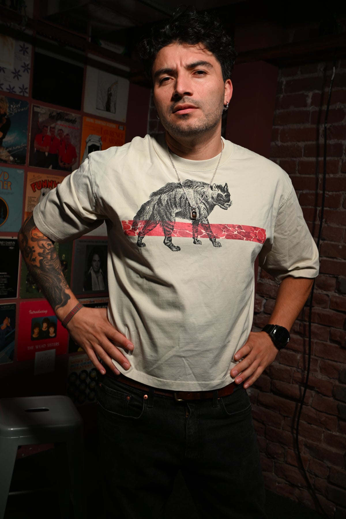Hyena - Unisex Vintage Wash Sunfade Boxy T-Shirt