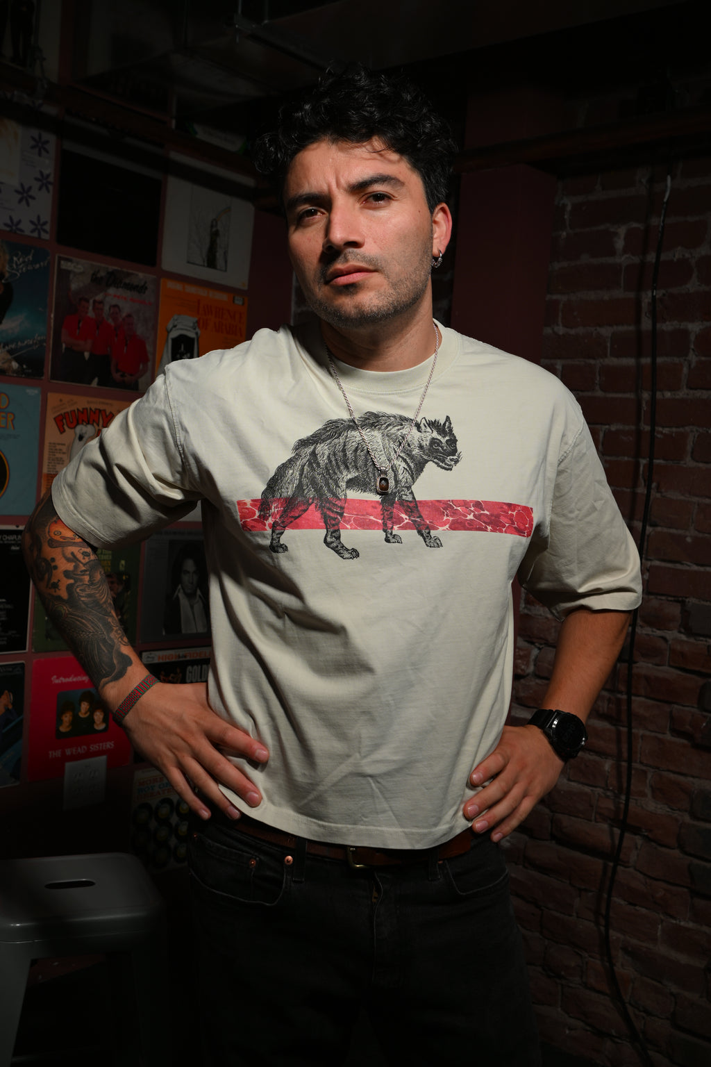 Hyena - Unisex Vintage Wash Sunfade Boxy T-Shirt