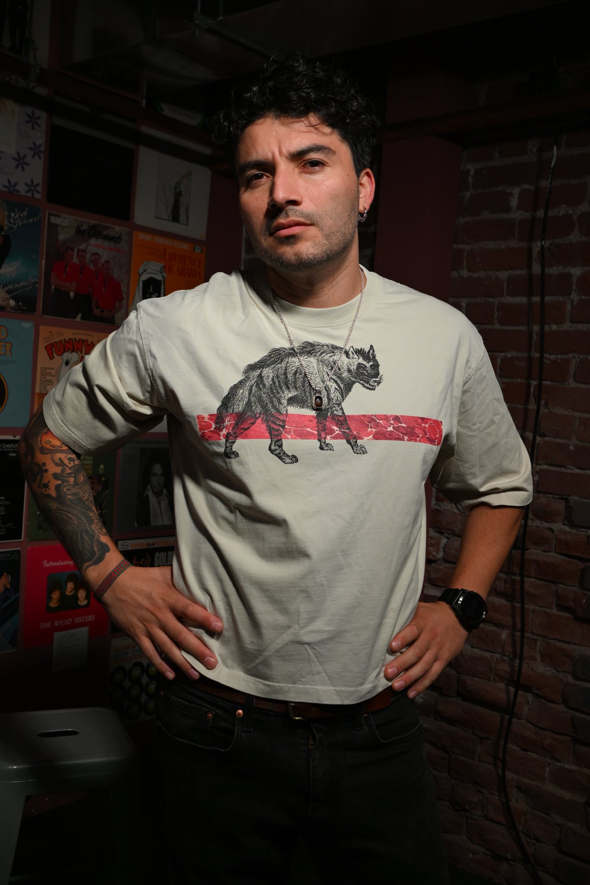 Hyena - Unisex Vintage Wash Sunfade Boxy T-Shirt
