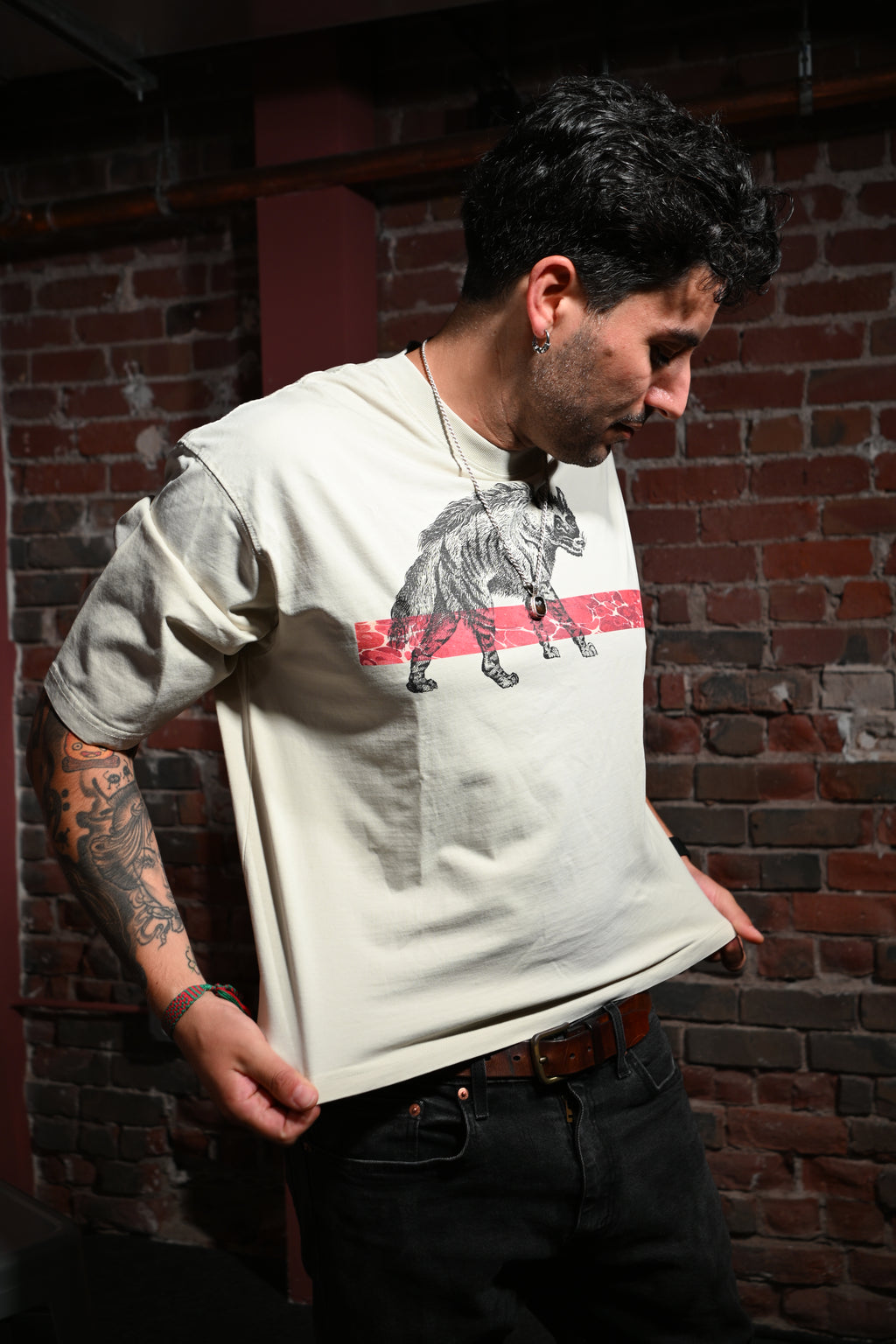 Hyena - Unisex Vintage Wash Sunfade Boxy T-Shirt