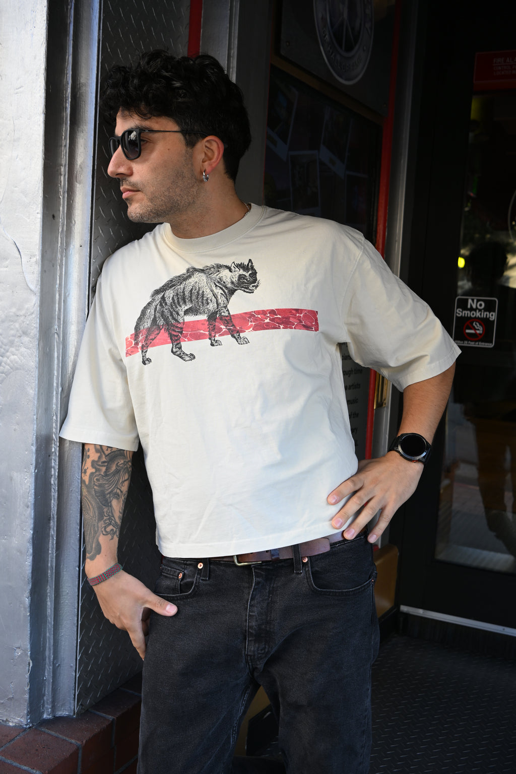 Hyena - Unisex Vintage Wash Sunfade Boxy T-Shirt