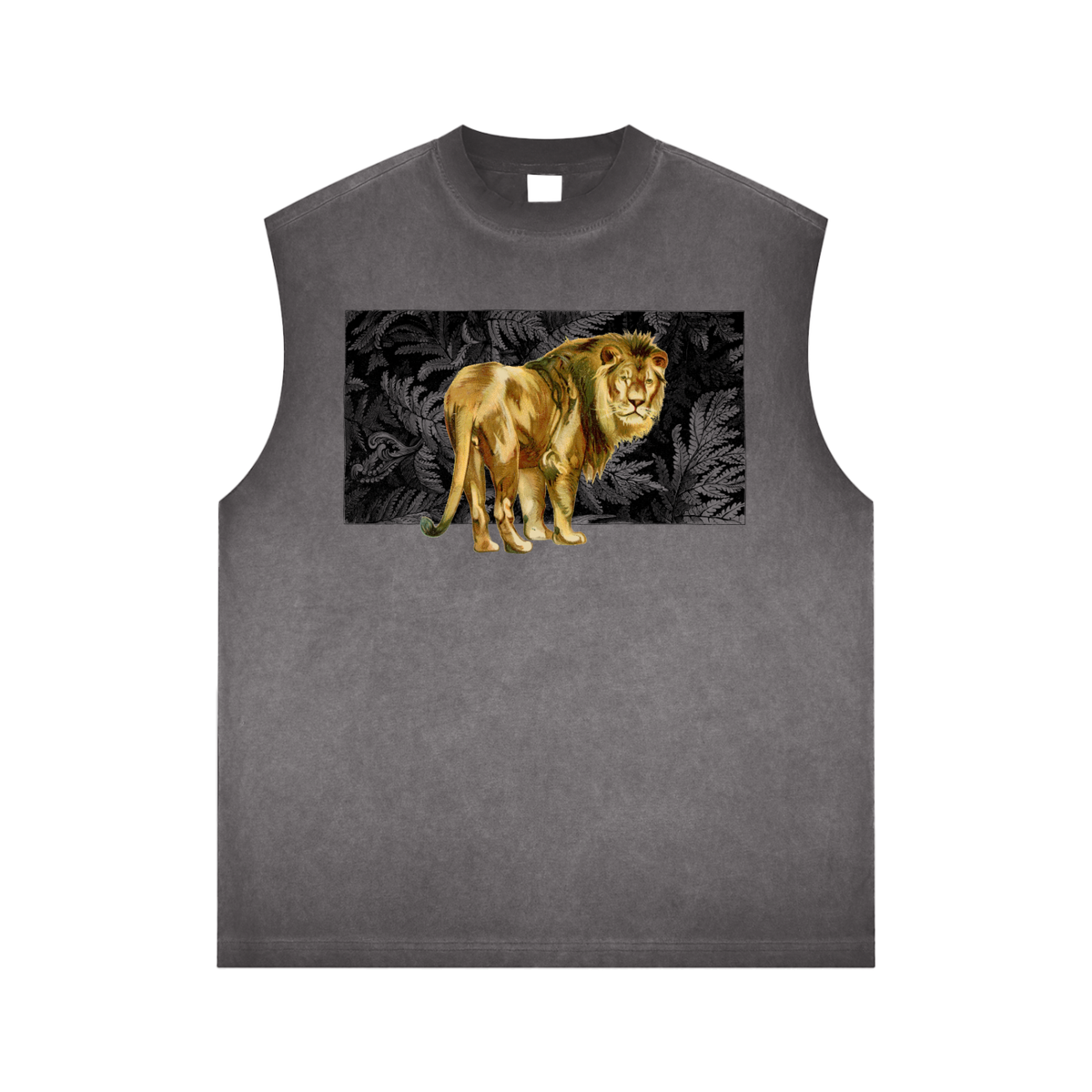 Sleeveless tank with a lion graphic