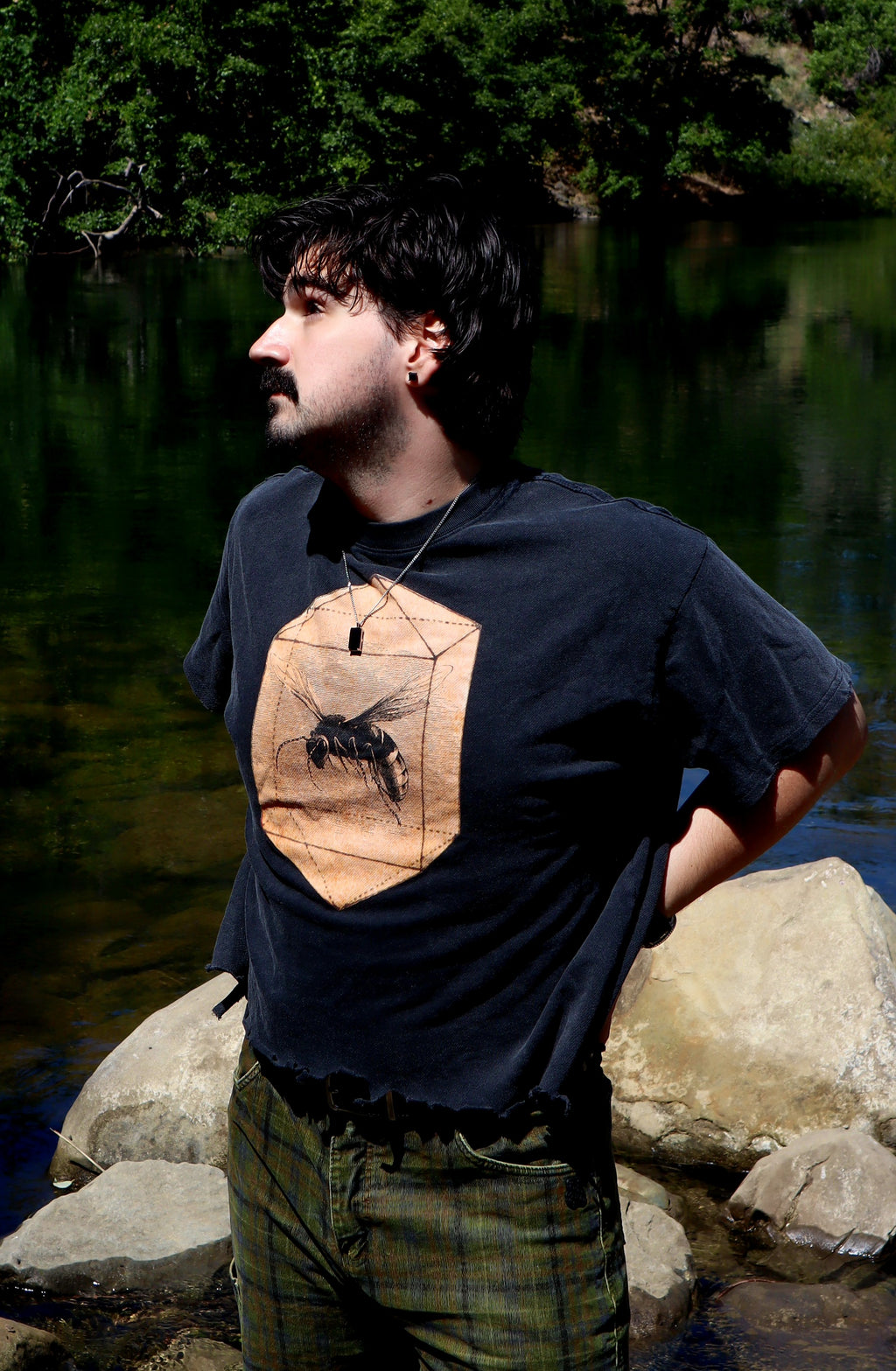 Wasp in Amber - Vintage Wash Boxy Distressed Hem T-Shirt