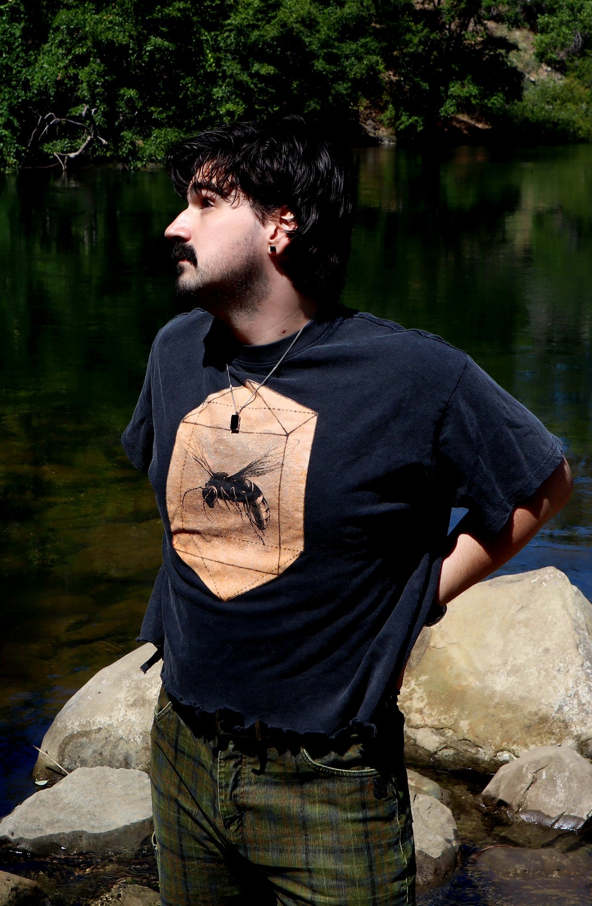 Wasp in Amber - Vintage Wash Boxy Distressed Hem T-Shirt