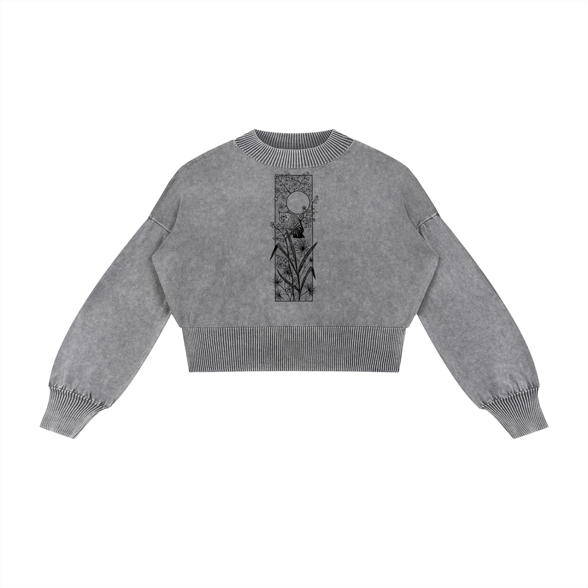 Gray sweater with a floral design