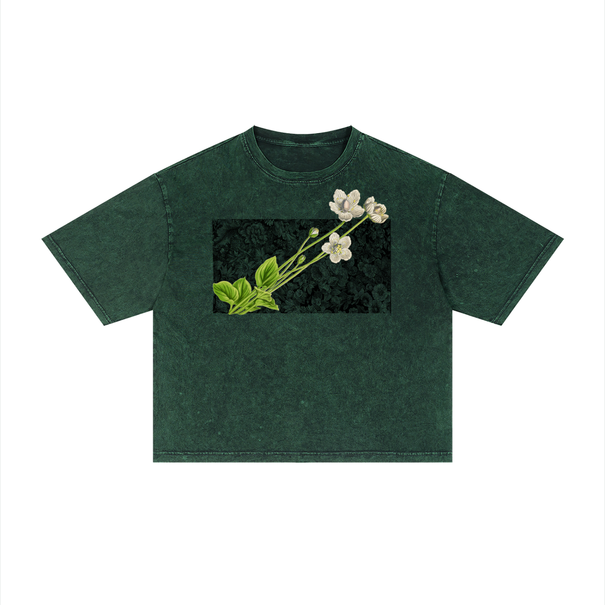Green t-shirt with a floral design