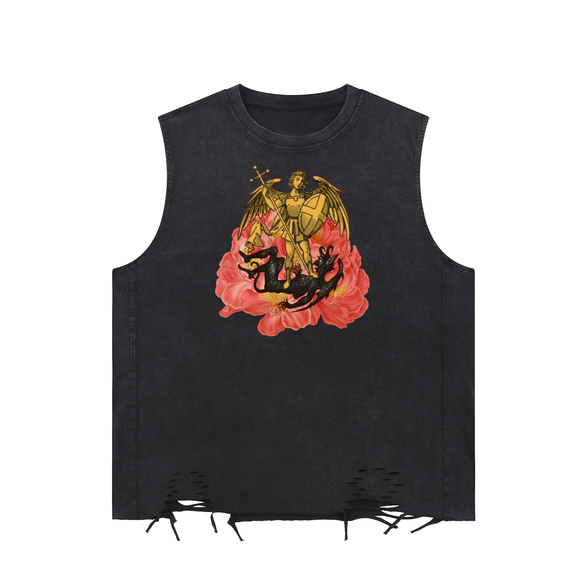 Demon Slayer - Snow Washed Raw-Hem Tank Top