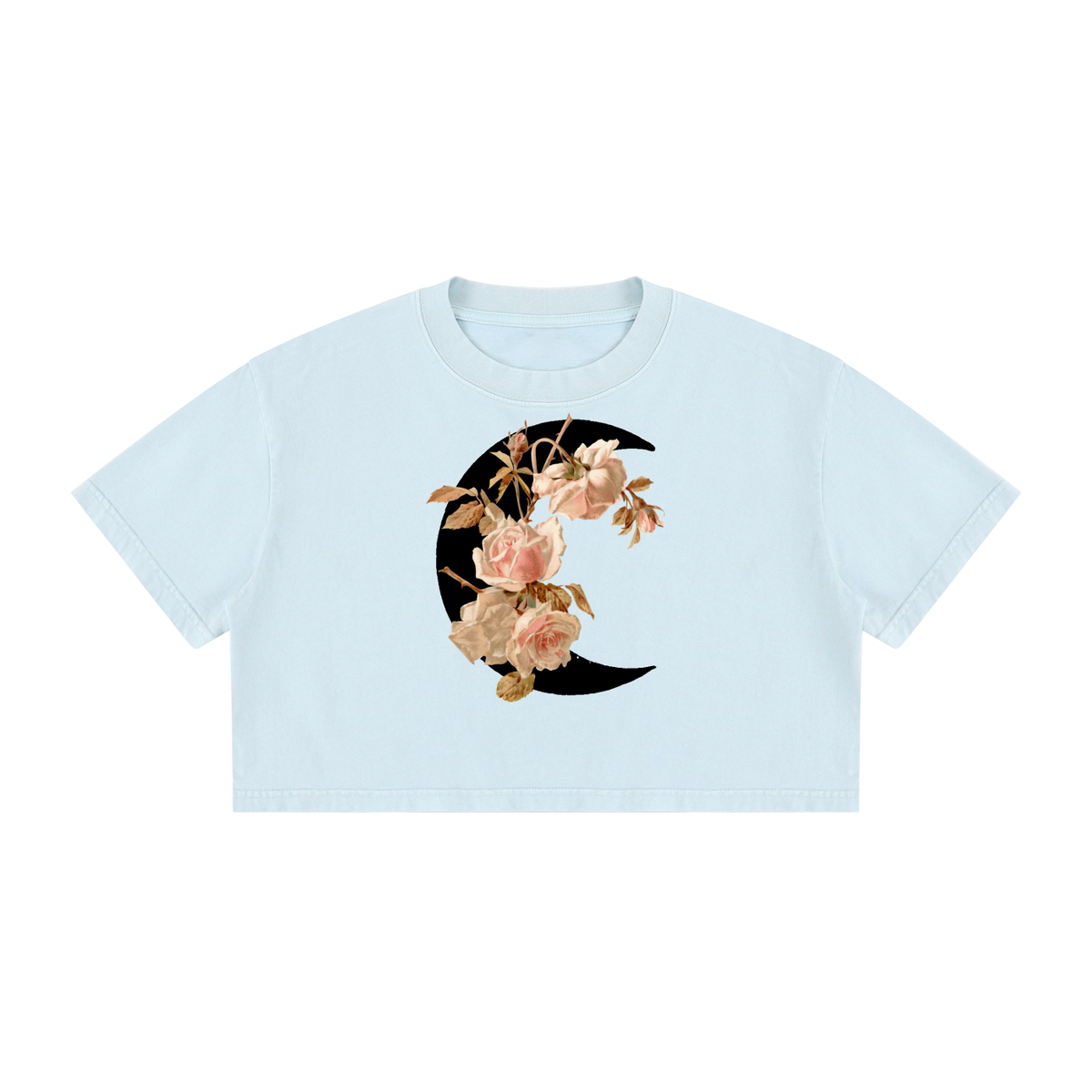 Rose Moon - Women's Mineral Wash Cotton Crop T-Shirt